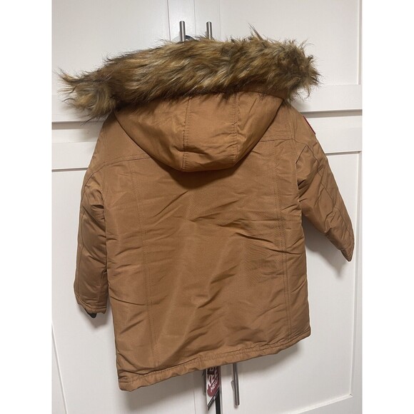 Canada Weather Gear Boys Snap-Up Full-Zip Parka Jacket Brown 5/6 Years NWT - Picture 2 of 11